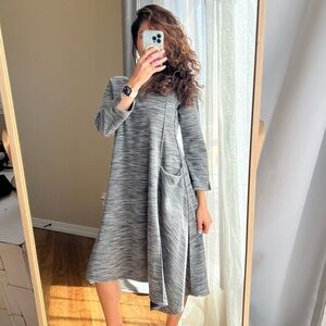 Lisa Bayne Lagenlook Boho Layered Flowy Pocket Midi Asymmetrical Dress Size XS